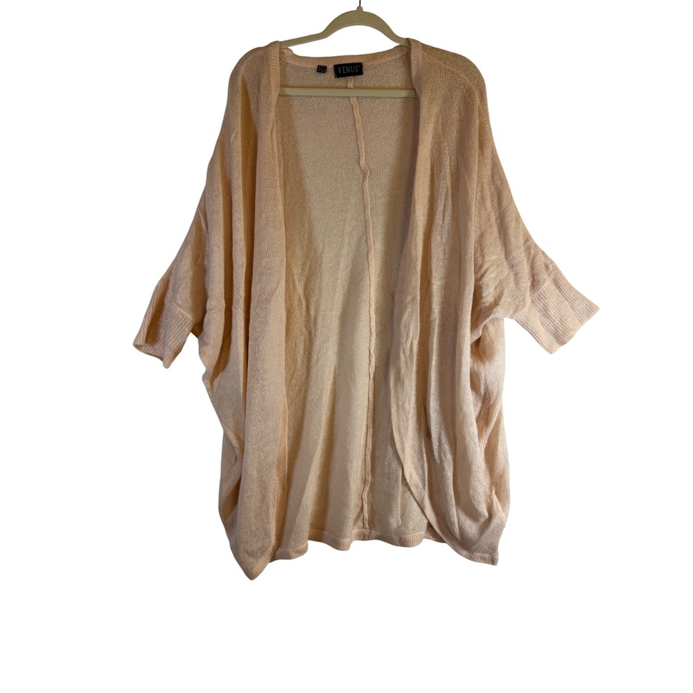 Venus Womens Peach Open Front Cocoon Cardigan Batwing Sleeve Knit Sweater M